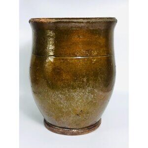 Antique Redware Vessel Vase Pot Incised Line Decoration Early American Unsigned
